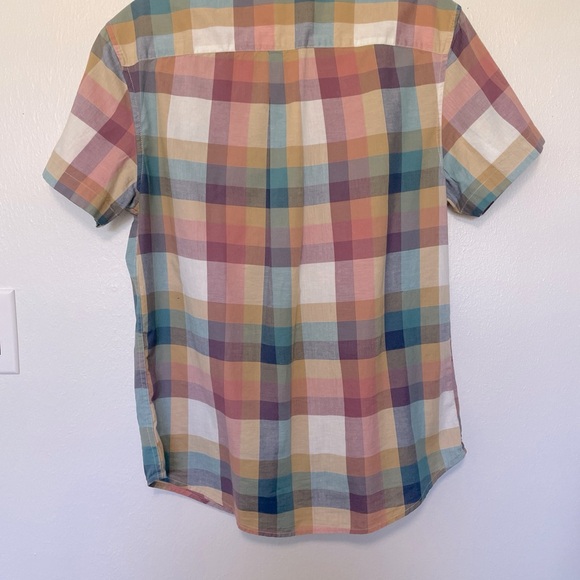 UNISEX ARIZONA JEANS MED BUTTON DN SHIRT PLAID SHORT SLEEVE COTTON FALL COLORS - Picture 10 of 10